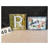 2 Stained Glass Hanging Decor Pieces