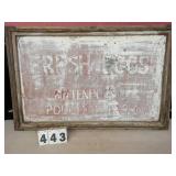 Double Sided Fresh Eggs Wood Frame Metal Sign