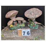 2 Mushroom Concrete Statues