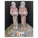 2 Concrete Monk Statues