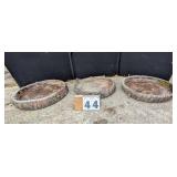 3 Concrete Wood Theme Bird Bath Tops