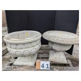 2 Mismatched Concrete Planters