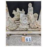 9 Assorted Concrete Statues