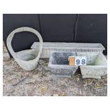 4 Assorted Concrete Planters