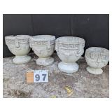 4 Grape Themed Concrete Planters