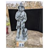 Painted Concrete Fireman Statue