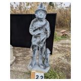 Painted Concrete Fireman Statue