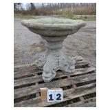Concrete Birdbath on Ornate Base