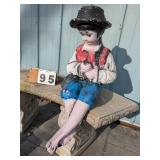 Young Boy Fishing Concrete Statue