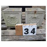 Pair of 8"x8" Concrete Shell Planters