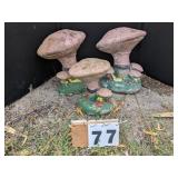 3 Mushroom Concrete Statues