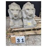 Pair of Concrete Lion Statues