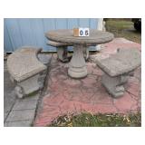 Concrete Patio Table w/ 3 Benches