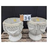 Pair Concrete Grape Theme Planters