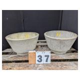 Pair Round Concrete Planters