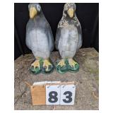 Pair Painted Concrete Penguin Statues