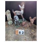 Assorted Deer, Squirrel & Rabbit Concrete Statues