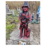 Painted Concrete Fireman Statue