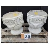 Pair Grape Theme Concrete Planters