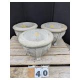 3 Concrete Grape Theme Planters