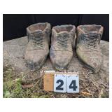 3 Concrete Large Shoe Planters