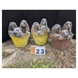 3 Concrete Baskets of Puppies
