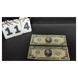1934 & 1934 C 20 Dollar Currency