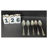 5 Sterling Teaspoons