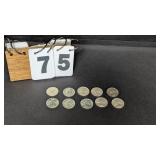 10 Silver Washington Quarters