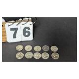 10 Silver Washington Quarters