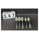 5 Sterling Teaspoons