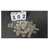 4 Silver War Nickels, Jefferson Nickels 1930-1960s