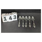 5 Gorham Whiting Sterling Teaspoons