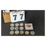 12 Silver Washington Quarters