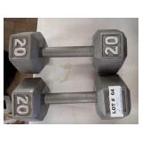 Pair 20 lb. Cast Iron Dumbbells