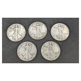 5 Walking Liberty Half Dollar