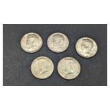 5- 1964 Kennedy  Half Dollars