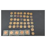 Assorted of Pennies and Foriegn Coins