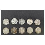 10 Mercury Dimes