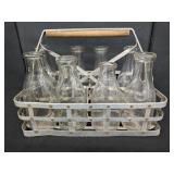 8 Assorted Milk Bottles & Carrier