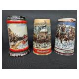 3 Assorted Budweiser Steins