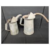 2 Galvinized Oil Cans 1/2 & Gallon Sizes