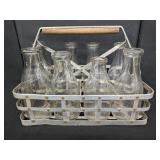 8 Assorted Milk Bottles & Carrier