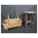 Wooden Rocking Basket & Plant Stand