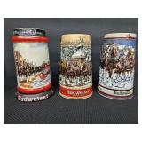 3 Assorted Budweiser Steins