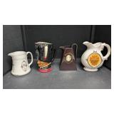 4 Assorted Ceramic Advertising  Bar Pitcher