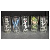 5- Looney Tunes Warner Brothers Drinking Glasses