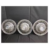 Three Chrome Wire Wheel Covers