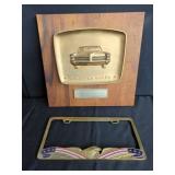 1965 DeLorean Award Plaque and License Plate Frame