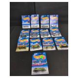 13 Carded Hot Wheels Cars